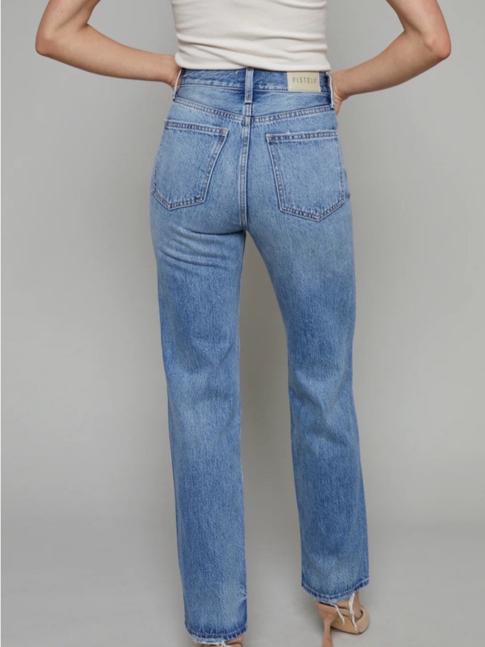 pistola Classic Straight Leg Jeans in Light Blue Denim